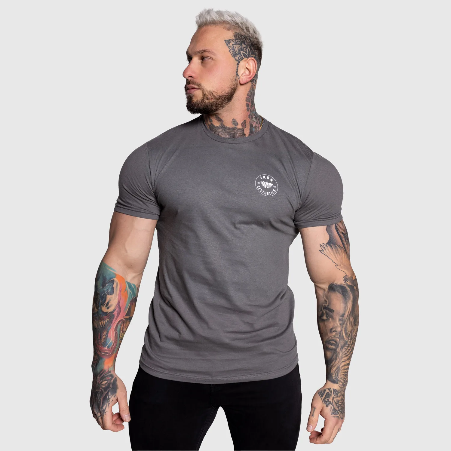 Tricou sport pentru bărbați Iron Aesthetics Circle, charcoal-1