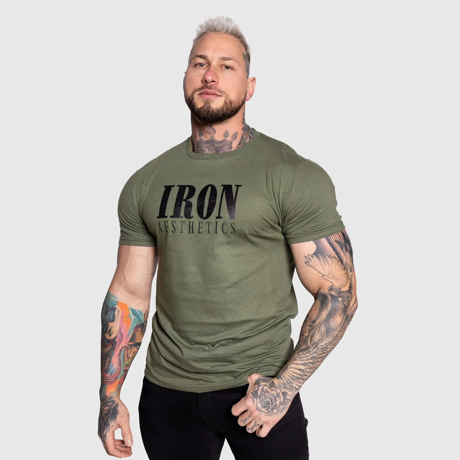 Tricou sport pentru bărbați Iron Aesthetics Urban, verde armată-1
