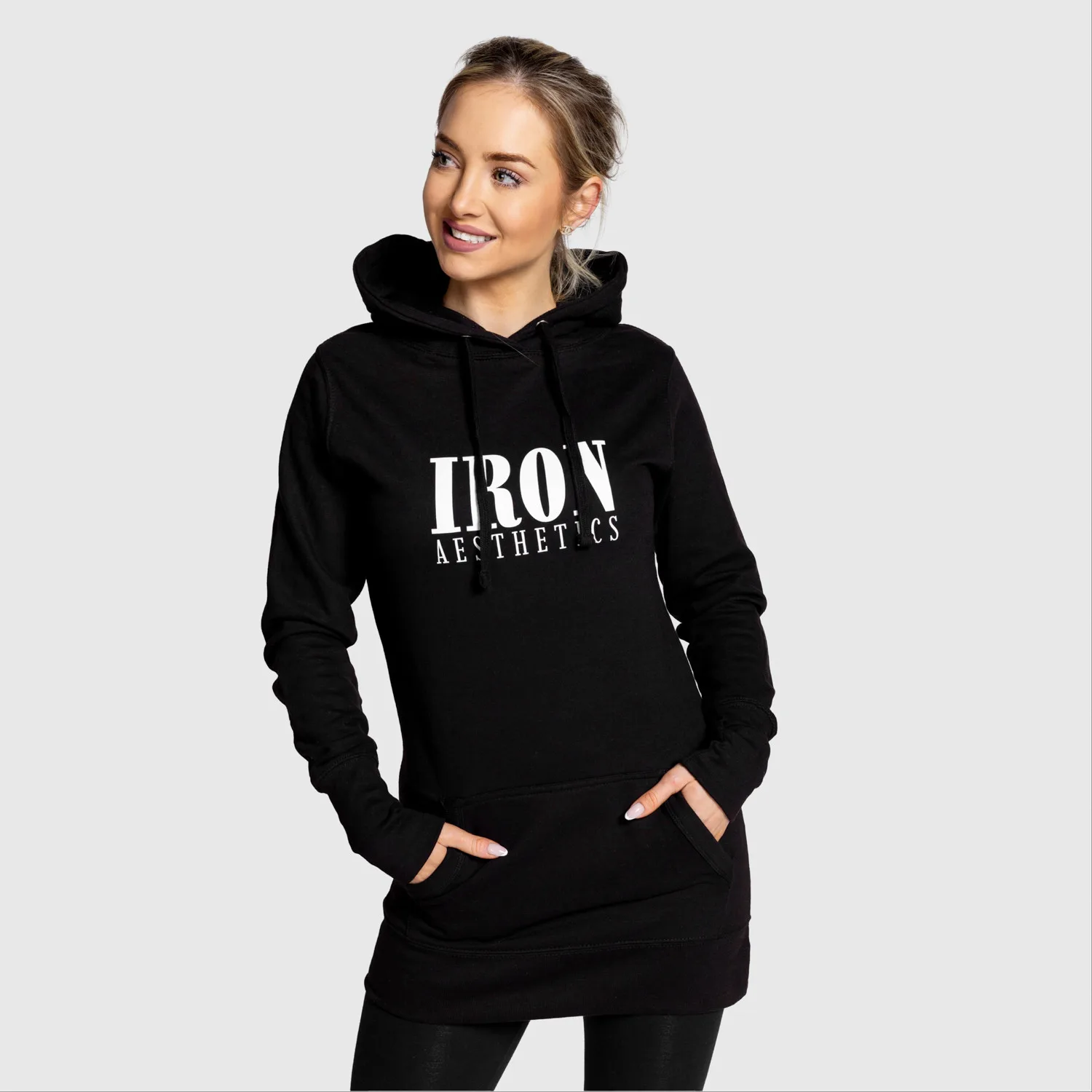 Hanorac damă Iron Aesthetics Longline, negru-1