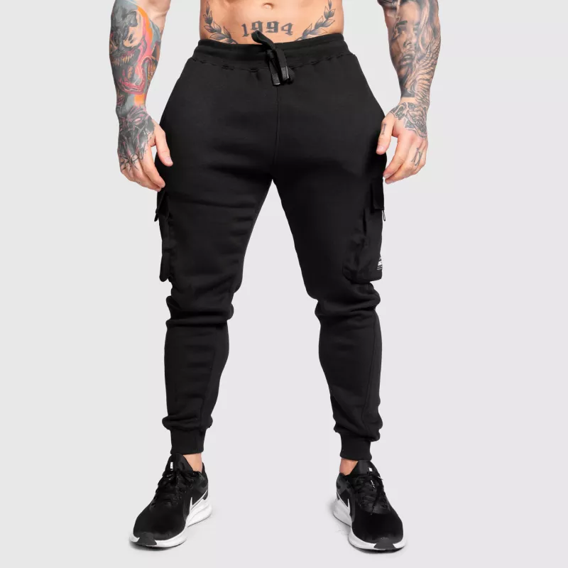 Pantaloni de trening bărbați Iron Aesthetics Cargo Joggers, negri-4