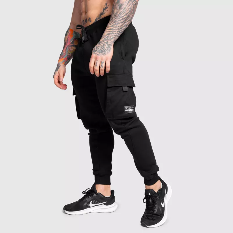 Pantaloni de trening bărbați Iron Aesthetics Cargo Joggers, negri-3