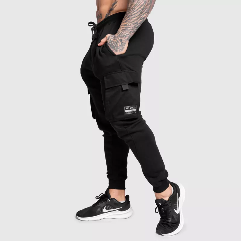 Pantaloni de trening bărbați Iron Aesthetics Cargo Joggers, negri-1