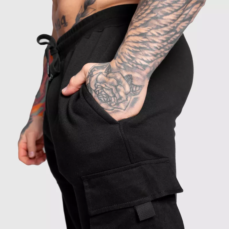 Pantaloni de trening bărbați Iron Aesthetics Cargo Joggers, negri-7