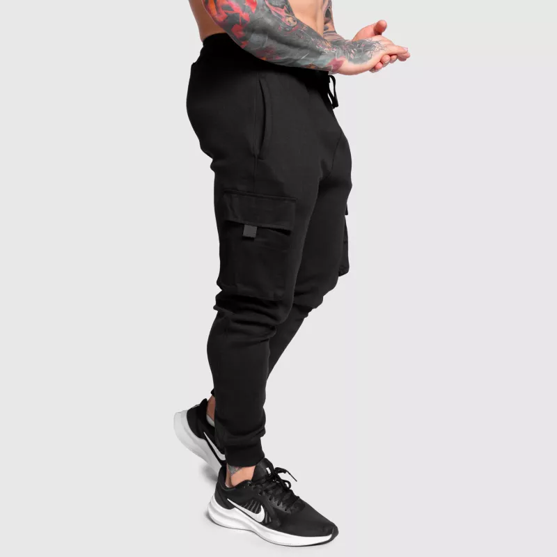Pantaloni de trening bărbați Iron Aesthetics Cargo Joggers, negri-2
