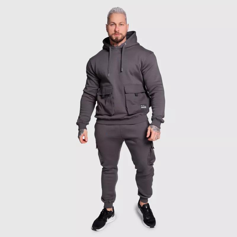 Hanorac cu glugă Iron Aesthetics Cargo Hoodie, gri închis-8