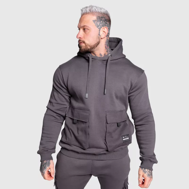 Hanorac cu glugă Iron Aesthetics Cargo Hoodie, gri închis-1