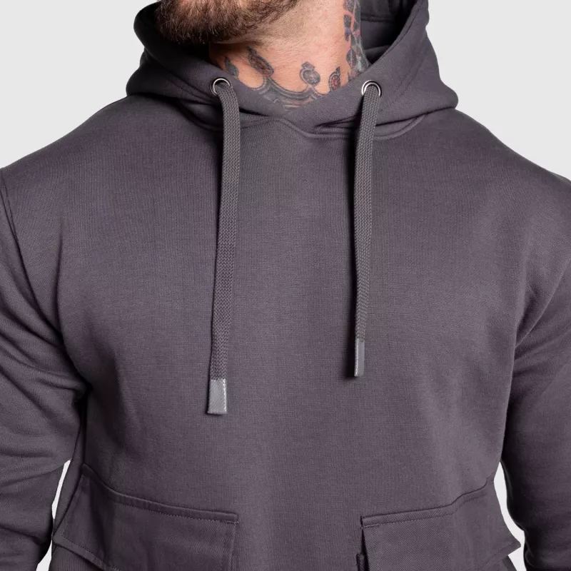 Hanorac cu glugă Iron Aesthetics Cargo Hoodie, gri închis-6
