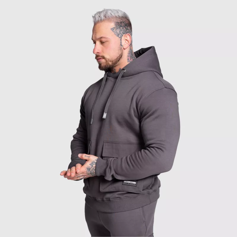 Hanorac cu glugă Iron Aesthetics Cargo Hoodie, gri închis-2