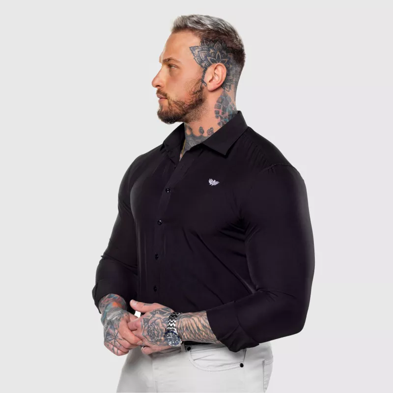 Cămașă elastică Iron Aesthetics Slim Stretch, neagră-5