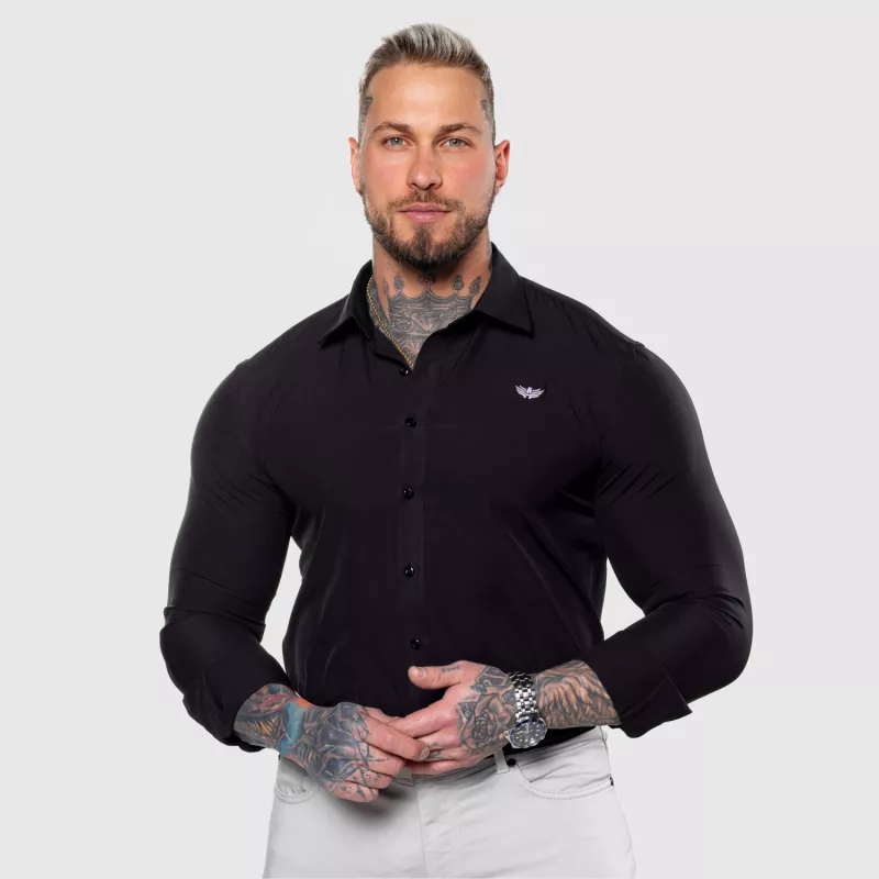 Cămașă elastică Iron Aesthetics Slim Stretch, neagră-6