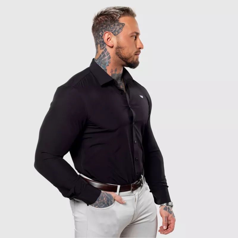 Cămașă elastică Iron Aesthetics Slim Stretch, neagră-7