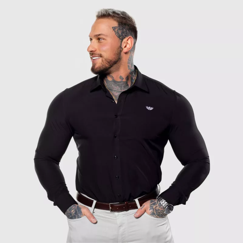 Cămașă elastică Iron Aesthetics Slim Stretch, neagră-10
