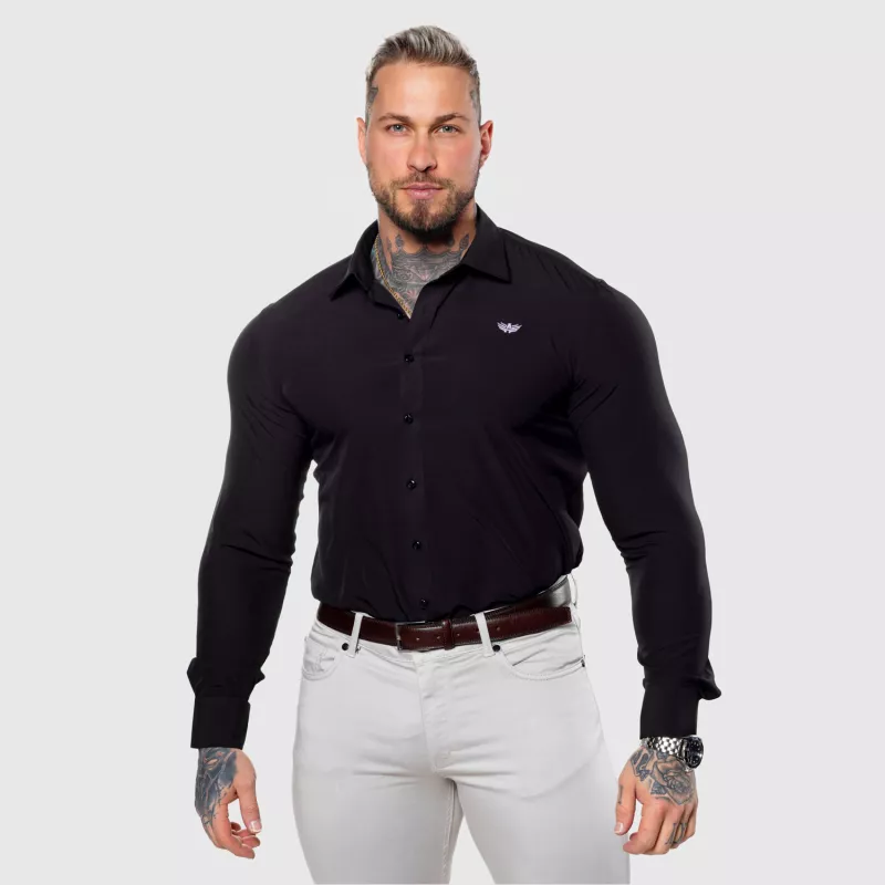 Cămașă elastică Iron Aesthetics Slim Stretch, neagră-3
