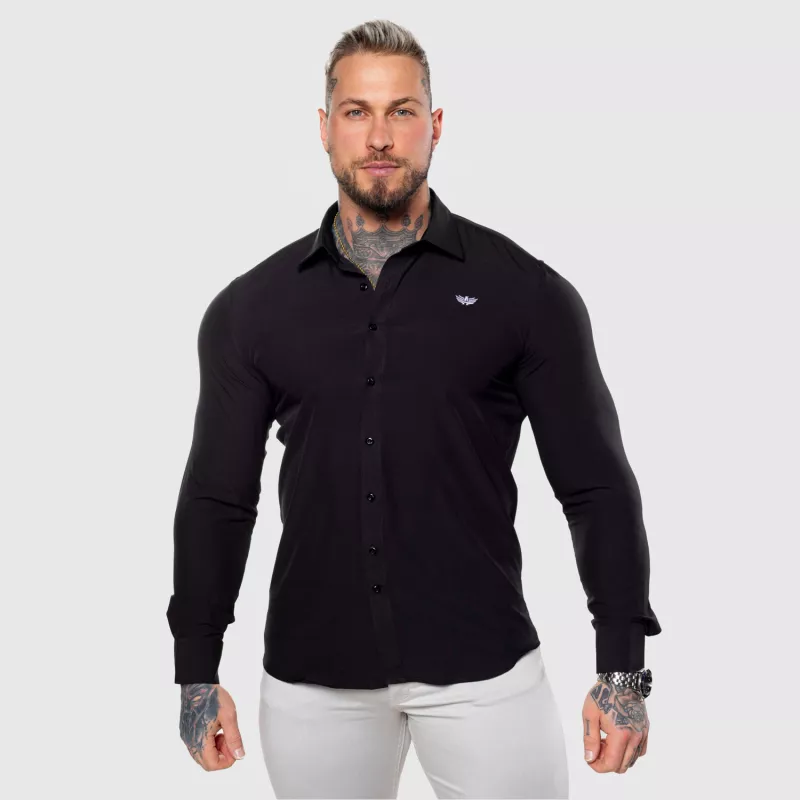 Cămașă elastică Iron Aesthetics Slim Stretch, neagră-1