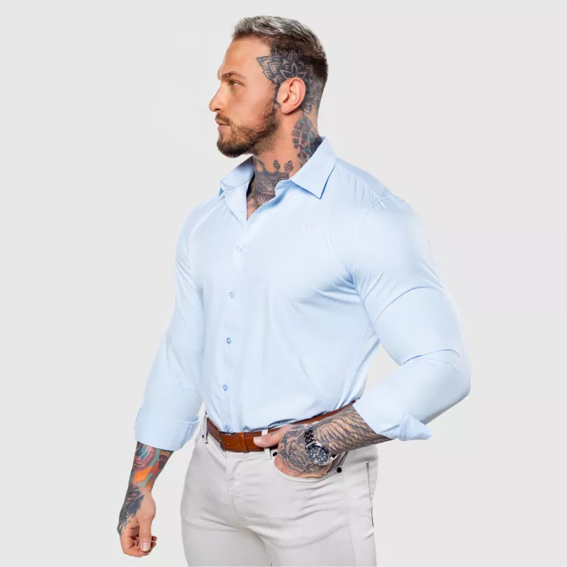 Cămașă elastică Iron Aesthetics Slim Stretch, albastru deschis-5
