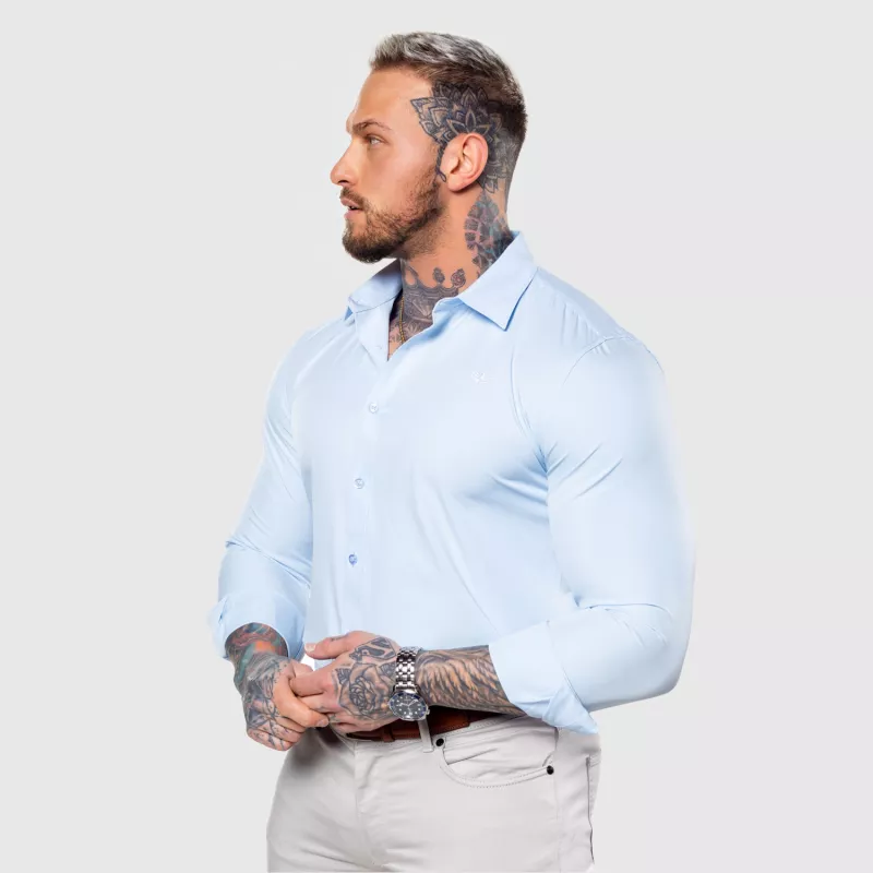 Cămașă elastică Iron Aesthetics Slim Stretch, albastru deschis-6