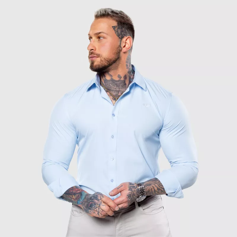 Cămașă elastică Iron Aesthetics Slim Stretch, albastru deschis-7