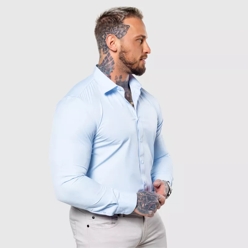 Cămașă elastică Iron Aesthetics Slim Stretch, albastru deschis-8