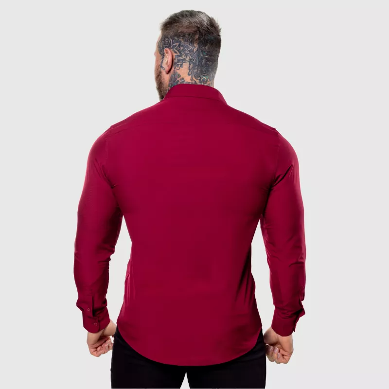 Cămașă elastică Iron Aesthetics Slim Stretch, vișinie-4