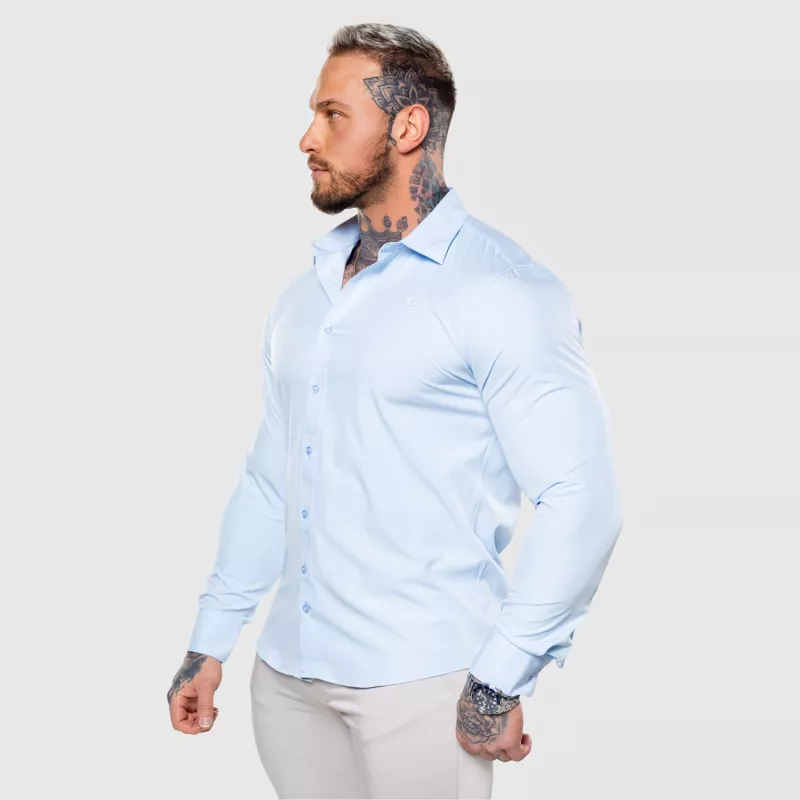 Cămașă elastică Iron Aesthetics Slim Stretch, albastru deschis-13