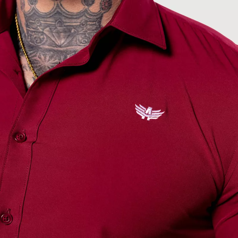 Cămașă elastică Iron Aesthetics Slim Stretch, vișinie-10