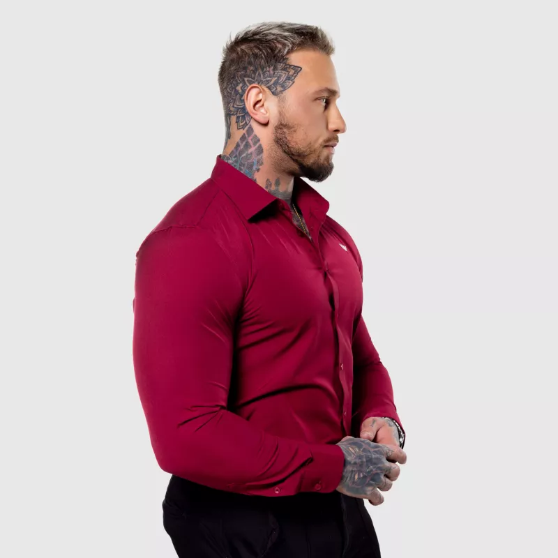 Cămașă elastică Iron Aesthetics Slim Stretch, vișinie-7
