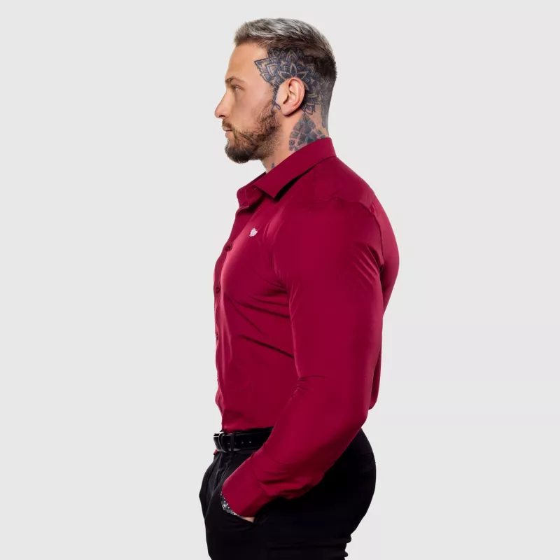 Cămașă elastică Iron Aesthetics Slim Stretch, vișinie-8