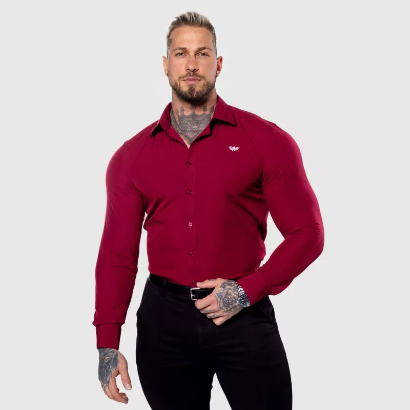 Cămașă elastică Iron Aesthetics Slim Stretch, vișinie-3