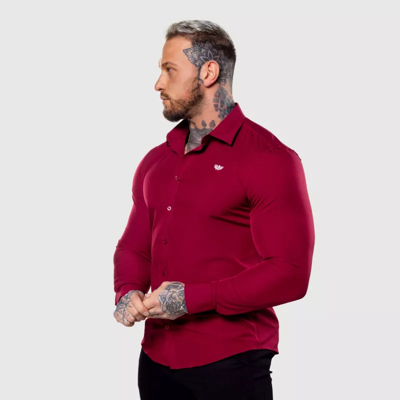 Cămașă elastică Iron Aesthetics Slim Stretch, vișinie-9