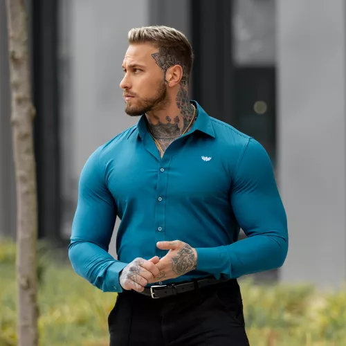 Cămașa elastică Slim Stretch, smarald