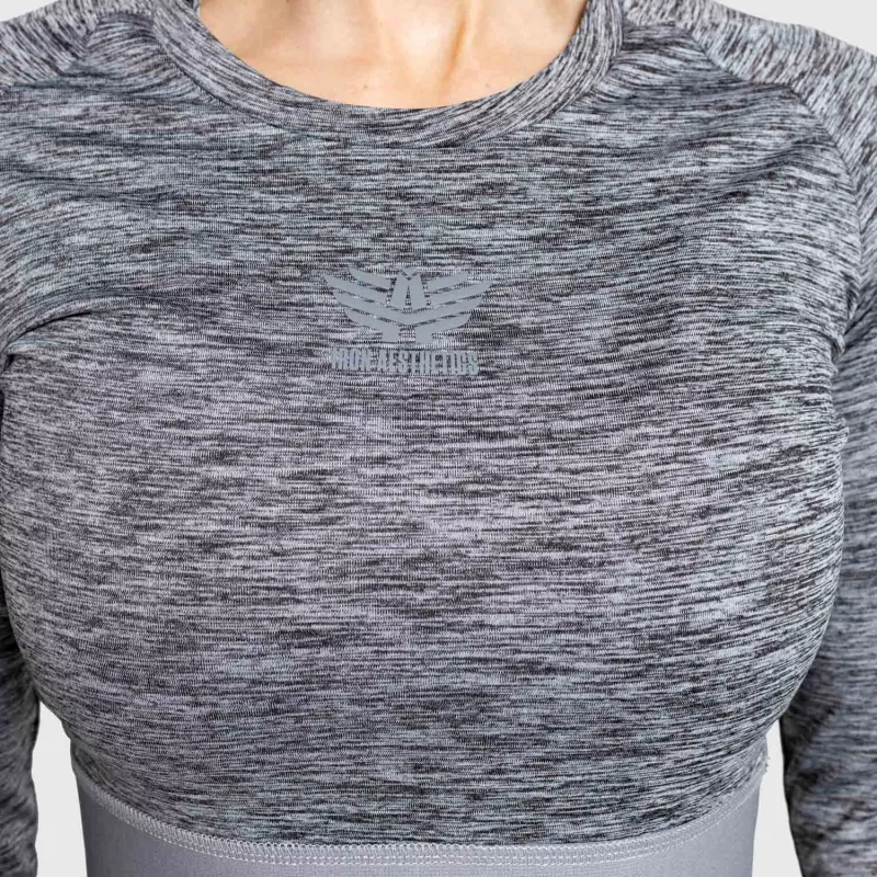 Crop top sport Iron Aesthetics Grande, gri-4