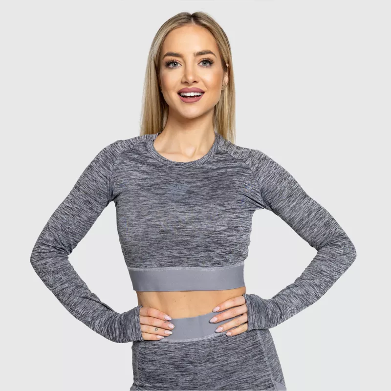 Crop top sport Iron Aesthetics Grande, gri-1