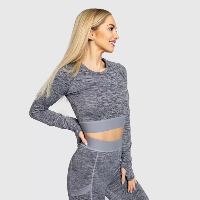 Crop top sport Iron Aesthetics Grande, gri-2