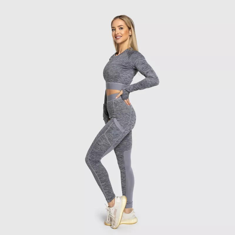 Crop top sport Iron Aesthetics Grande, gri-8