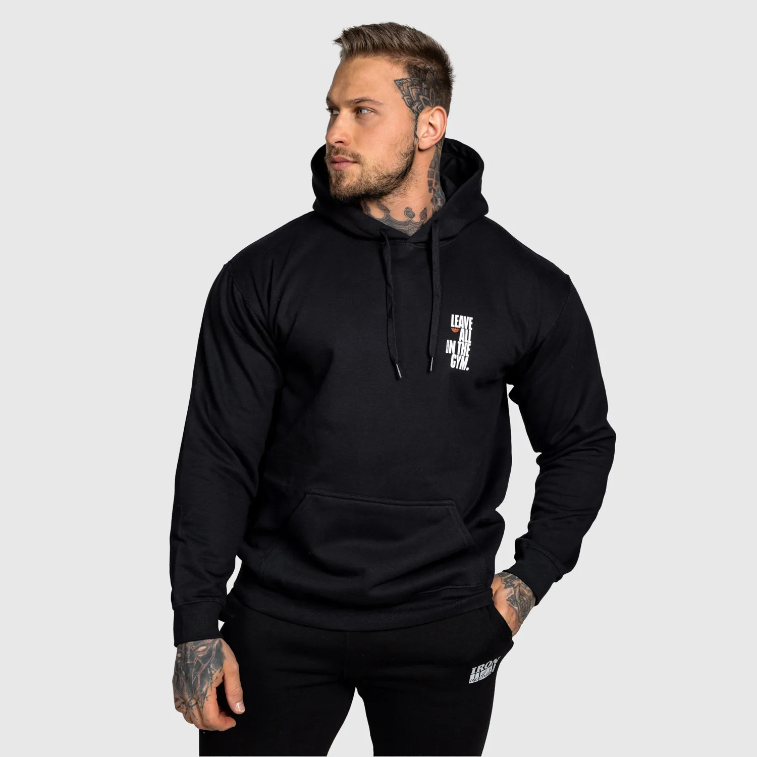 Hanorac fitness bărbați Iron Aesthetics Motive, negru-1