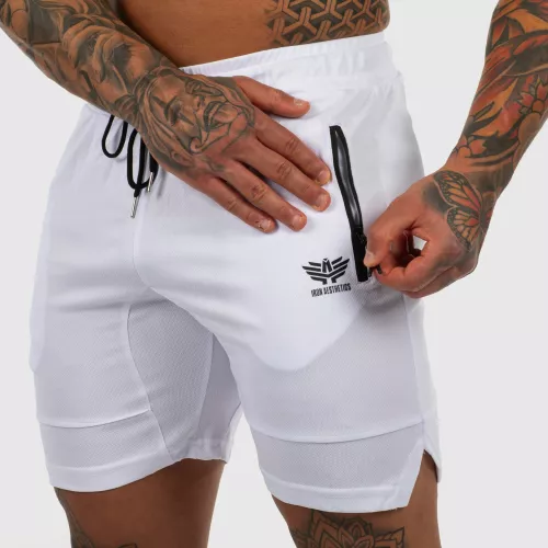 Șorturi sport Iron Aesthetics Lightning, albe