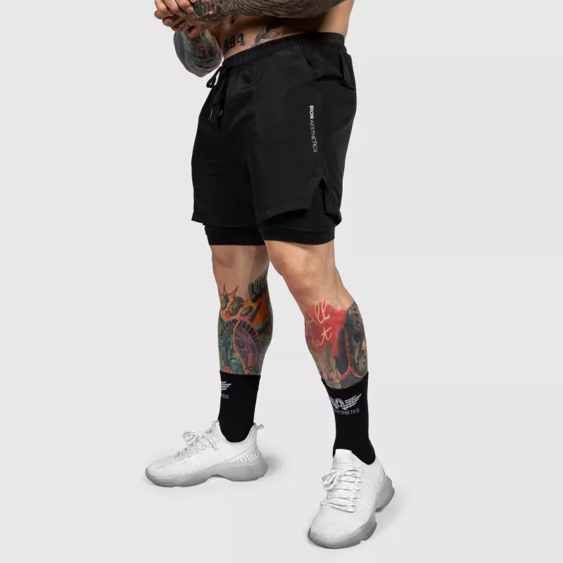 Șorturi funcționale Iron Aesthetics SweatPro 2in1, negre-5