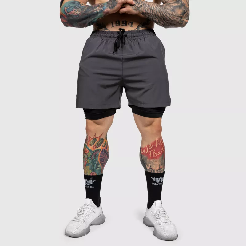 Șorturi funcționale Iron Aesthetics SweatPro 2in1, gri închise-1