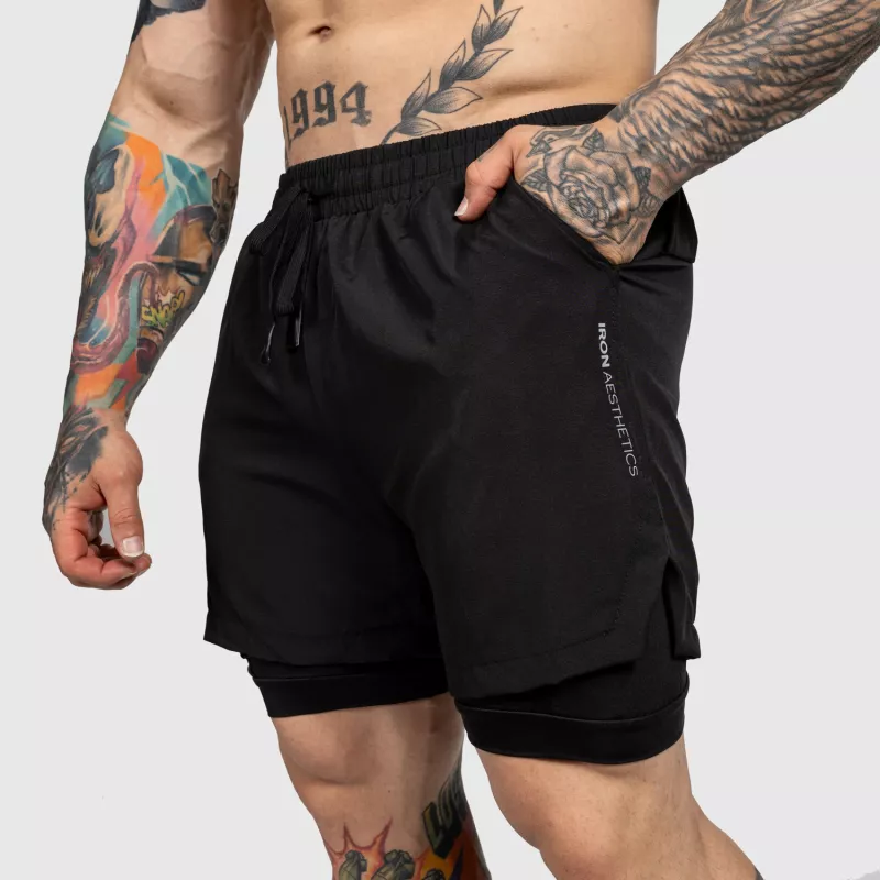 Șorturi funcționale Iron Aesthetics SweatPro 2in1, negre-3
