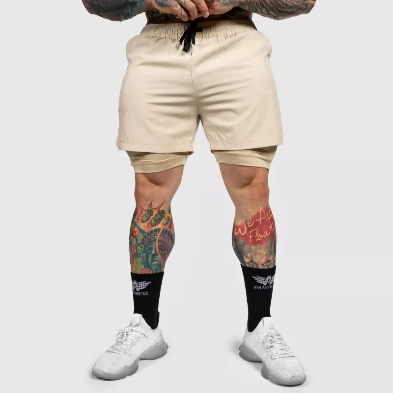 Șorturi funcționale Iron Aesthetics SweatPro 2in1, khaki-5