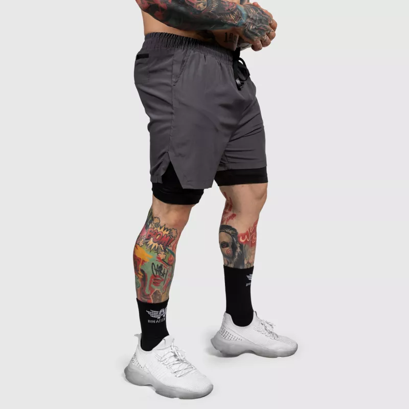 Șorturi funcționale Iron Aesthetics SweatPro 2in1, gri închise-6