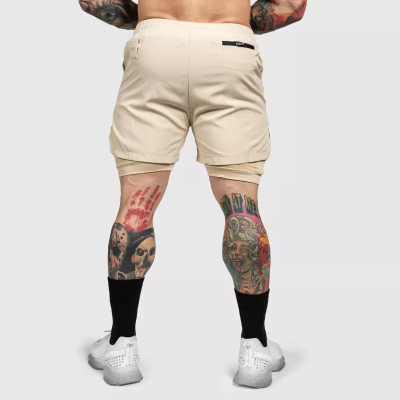Șorturi funcționale Iron Aesthetics SweatPro 2in1, khaki-8