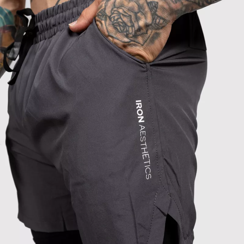 Șorturi funcționale Iron Aesthetics SweatPro 2in1, gri închise-8