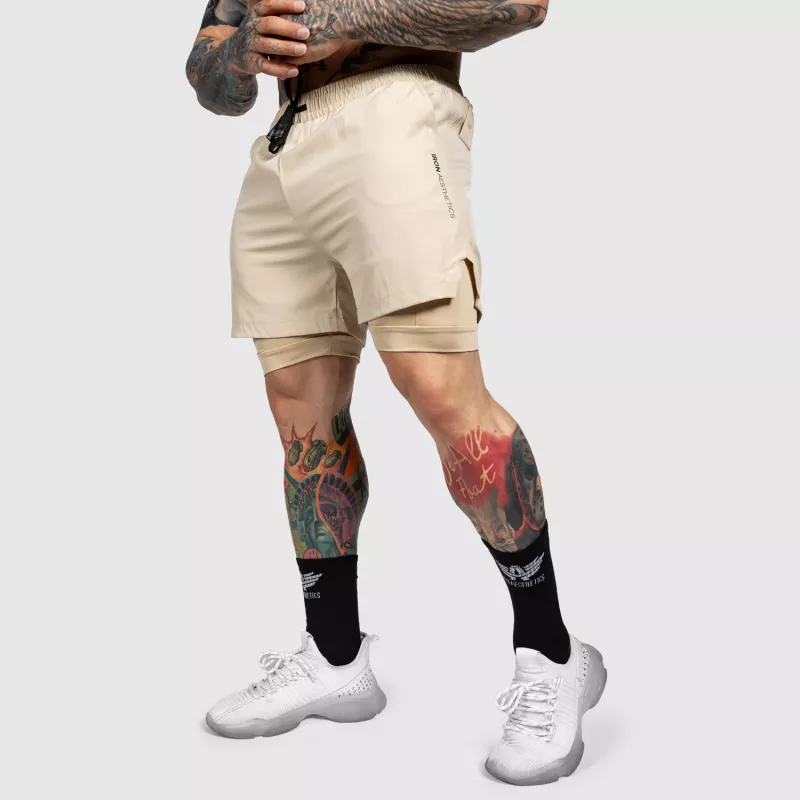 Șorturi funcționale Iron Aesthetics SweatPro 2in1, khaki-6
