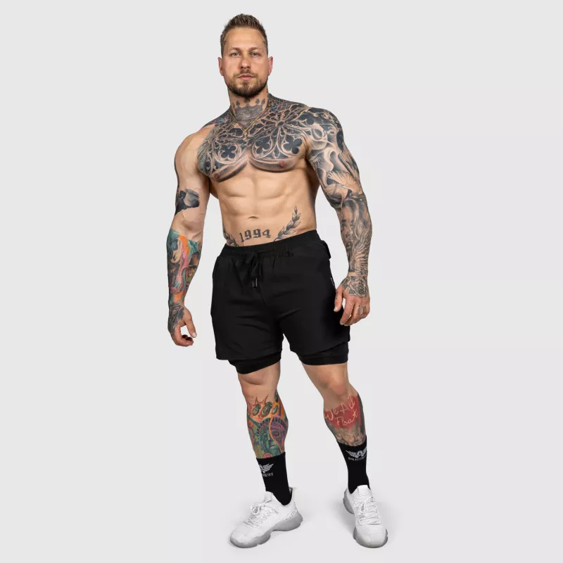 Șorturi funcționale Iron Aesthetics SweatPro 2in1, negre-10
