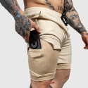Șorturi funcționale Iron Aesthetics SweatPro 2in1, khaki