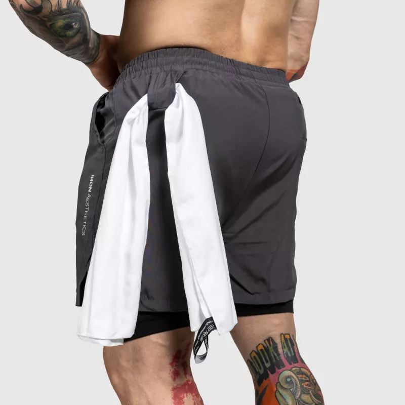 Șorturi funcționale Iron Aesthetics SweatPro 2in1, gri închise-4