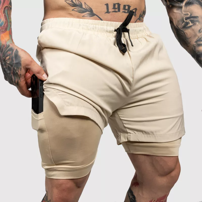 Șorturi funcționale Iron Aesthetics SweatPro 2in1, khaki-4