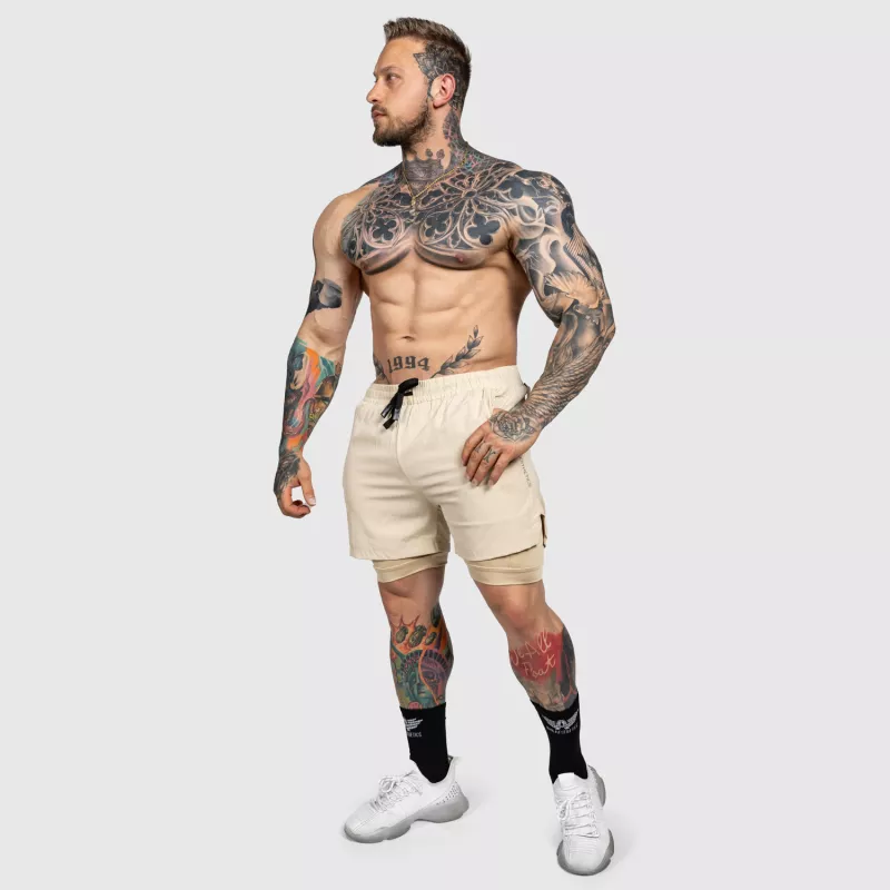 Șorturi funcționale Iron Aesthetics SweatPro 2in1, khaki-10