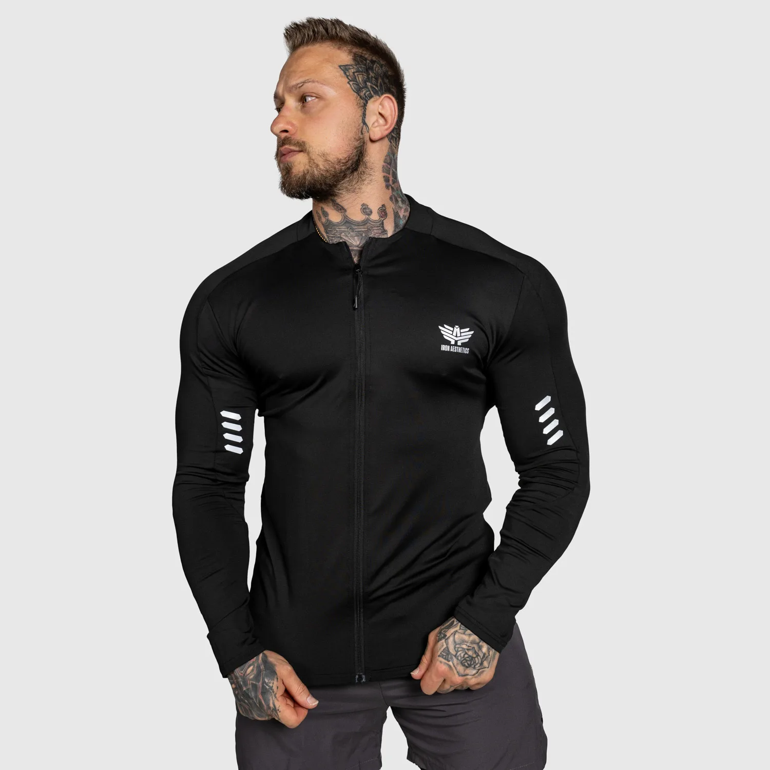 Top sport cu fermoar Iron Aesthetics Unstoppable, negru-1